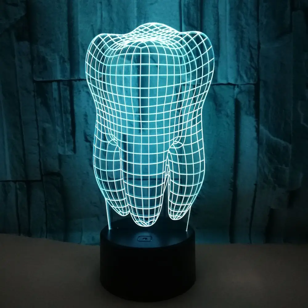 

Foreign Trade Teeth Colorful 3D Lamp LED Gradient Small Night Lamp Illusion Light Vision Stereo Lamp Touch Control USB Table Lam