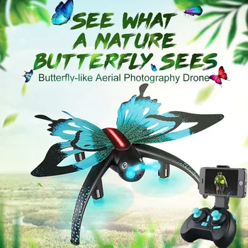 

Simulated Butterfly Mini RC Drone 2.4G WiFi FPV HD Camera 3D Scrolling Height Hold Voice Control Remote Control Quadcopter Toy