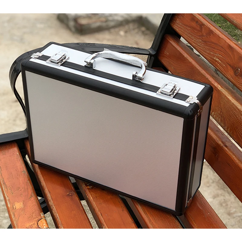 small silver suitcase