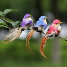 Simulation Feather Birds Models Crafts DIY Wedding Home Garden Ornament Decoration 12PCS Artificial Birds Fake Foam Animal