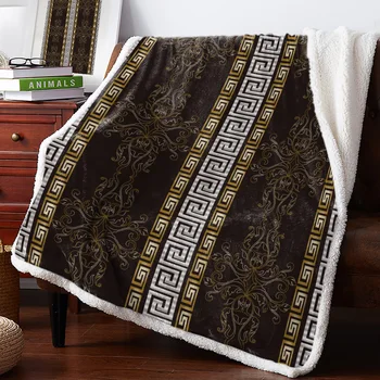 

3D Space Dark Elegance Golden Stripes Retro Bedspread Coverlet Blankets Fleece Throw Cover Wrap Personalized Thick