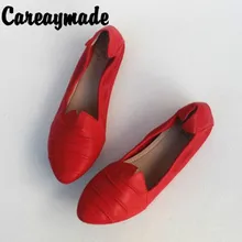 Careaymade/тонкие туфли из натуральной кожи с закрытым носком обувь на плоской подошве из воловьей кожи Удобная Нескользящая женская обувь из воловьей кожи