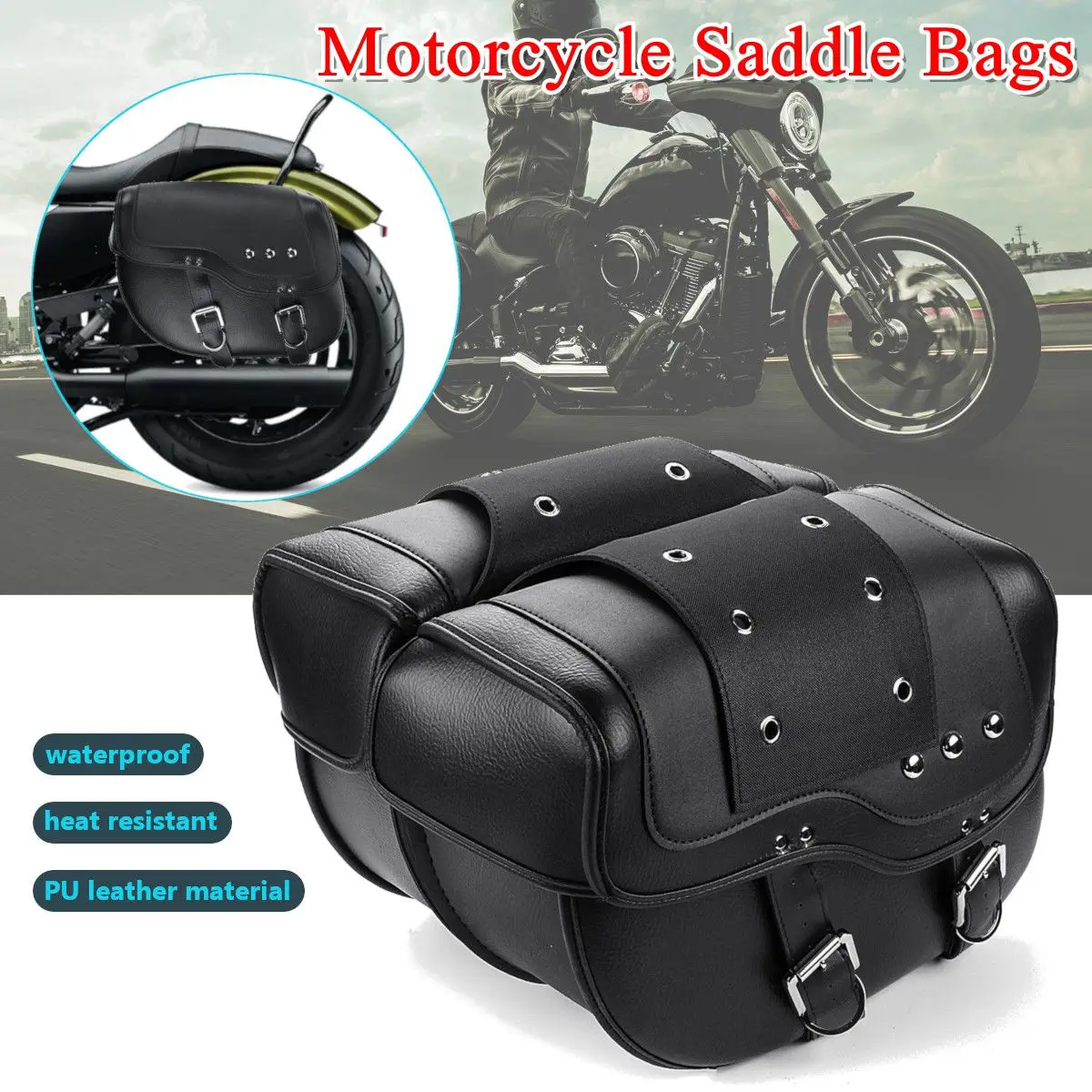 Soft Motorcycle Saddle Bags Tail Storage Case Black Pannier For Honda Suzuki USA 