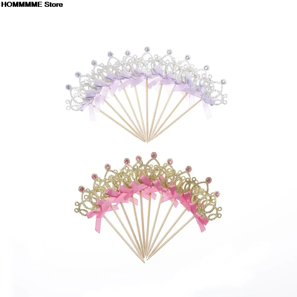 10pcs/lot 1st Birthday Decoration Kids Baby Boy Girl Party Decoration Gold/Silver Cupcake Toppers Princess Crown Cake Toppers party decorations,birthday party supplies,cake topper,cake toppers,diadem and crown