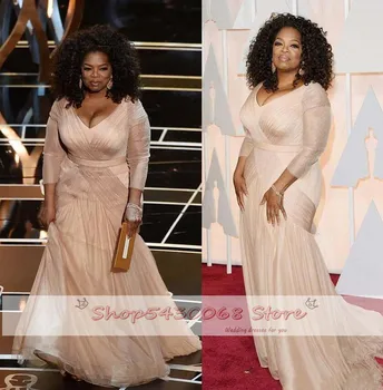 

Plus Size Long Mother Of The Bride Dresses 3/4 Sleeves Oscar Mother Groom Dress V Neck Formal Evening Party Gowns