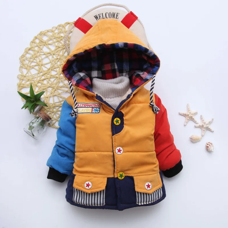 Пальто для младенцев; коллекция года; осенне-зимние куртки для малышей; куртка для маленьких мальчиков; детская теплая верхняя одежда; пальто для маленьких девочек; куртка; Одежда для новорожденных - Цвет: Цвет: желтый