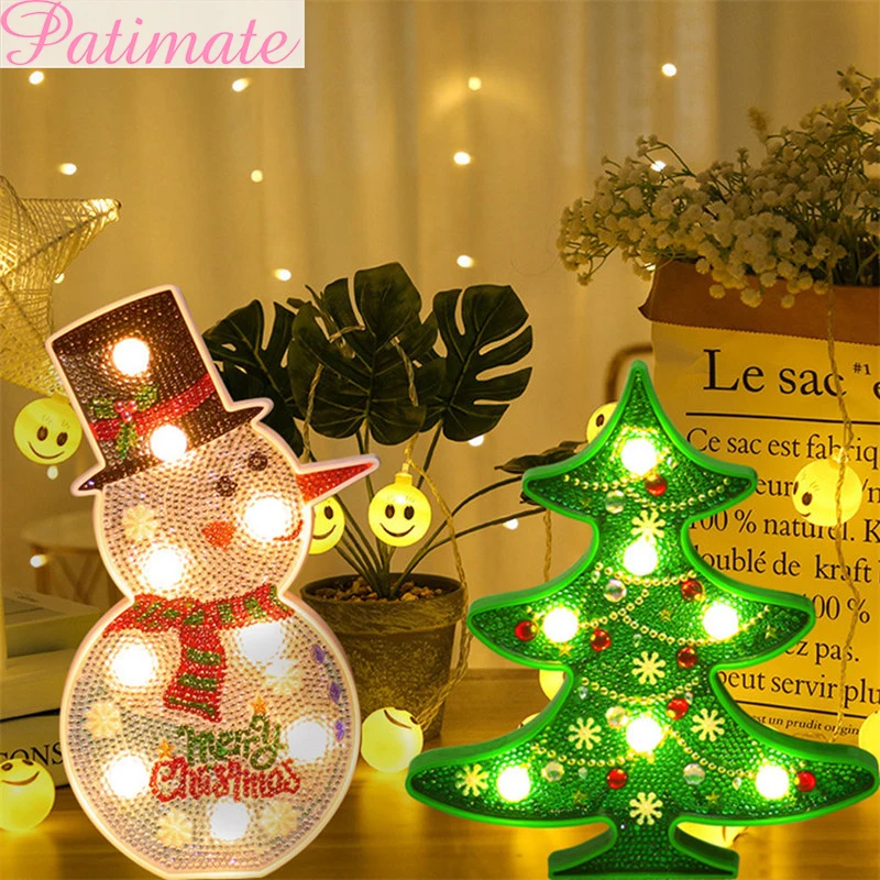 

Christmas Diamond Painting with LED Merry Christmas Decor for Home Snowman Christmas Tree Decor Navidad 2019 New Year Gifts 2020