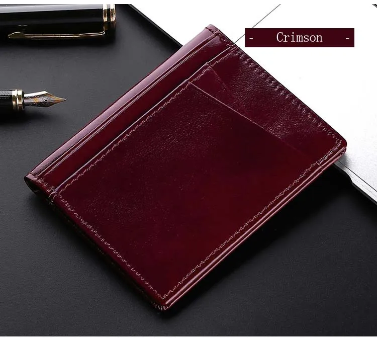 Men Minimalist Slim Card Holder Genuine Leather Card Wallet Slim Line Ultra Thin Mini Small Rfid Passport Id Card Holder Male