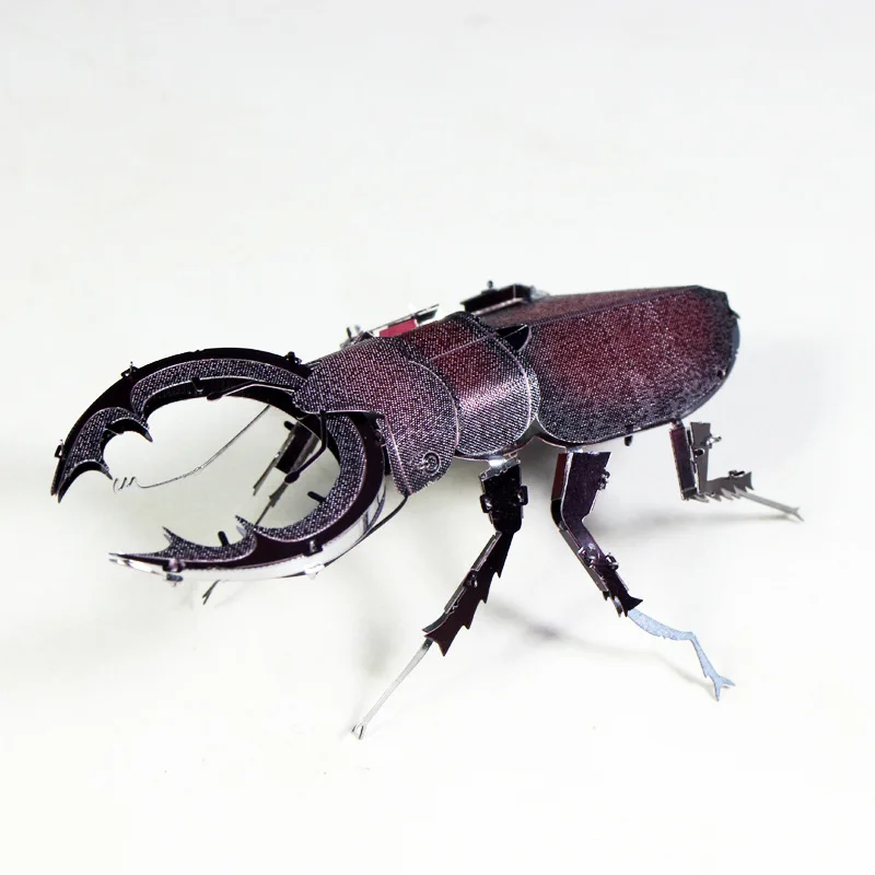 

Love Spell All-Metal Stainless Steel DIY Assembled Model 3D Glue-free 3D Puzzle Model Color Shovel-Shaped Beetle Red Crown