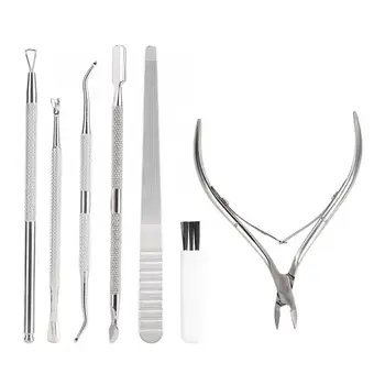 

7pcs/set Stainless Steel Manicure Nail Clippers Set Cuticle Spoon Pusher Fork Dead Skin Files Portable Nail Care Travel Nail Art