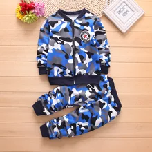 Осенне-зимние комплекты теплой камуфляжной одежды для маленьких мальчиков и девочек, пальто+ штаны, детские костюмы в военном стиле для мальчиков и девочек