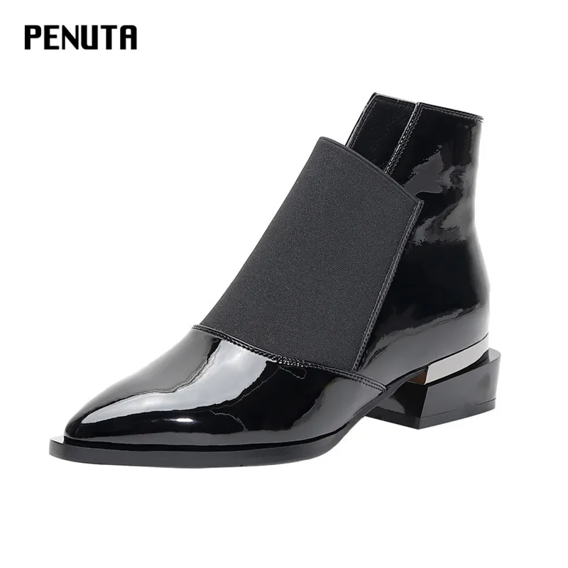 black patent chelsea boots