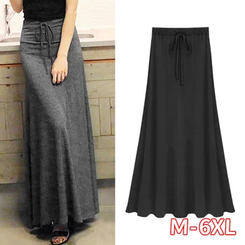 

Womens Elastic Waist Plus Size A-line Skirts Hip Slim Long Loose Sheds Split Skirts Large Size Knitted Skirt