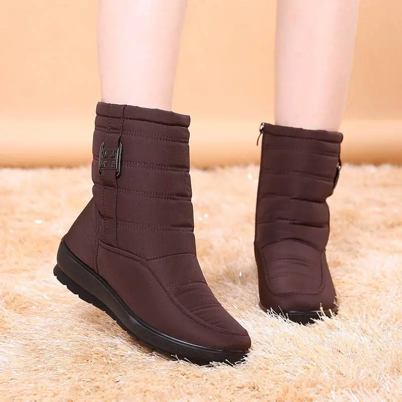 Winter ankle boots women shoes warm round toe zipper shoes women boots fashion solid casual shoes woman snow boots women