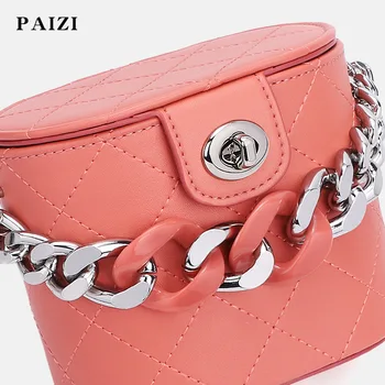 

Fashionable Cosmetic Bag Bag Female 2020 New Style Coarse Chain Rhombus Bucket Bag Single-Shoulder Crossbody Bag