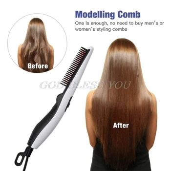 

Men Women Multifunctional Electric Styling Comb Quick Heating Hair Beard Straightener Brush Salon Hairdressing Tools Travel