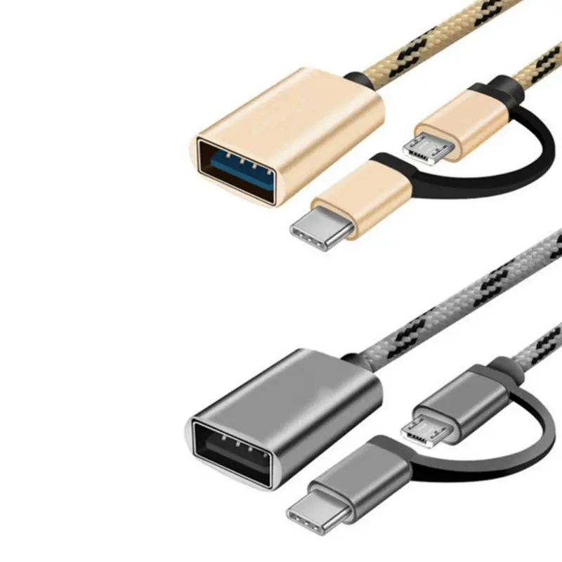 2в1 Тип C+ Micro USB мужчина к USB 2,0 Женский адаптер конвертера OTG для samsung huawei Xiaomi Android планшет U дисковая карта ридер