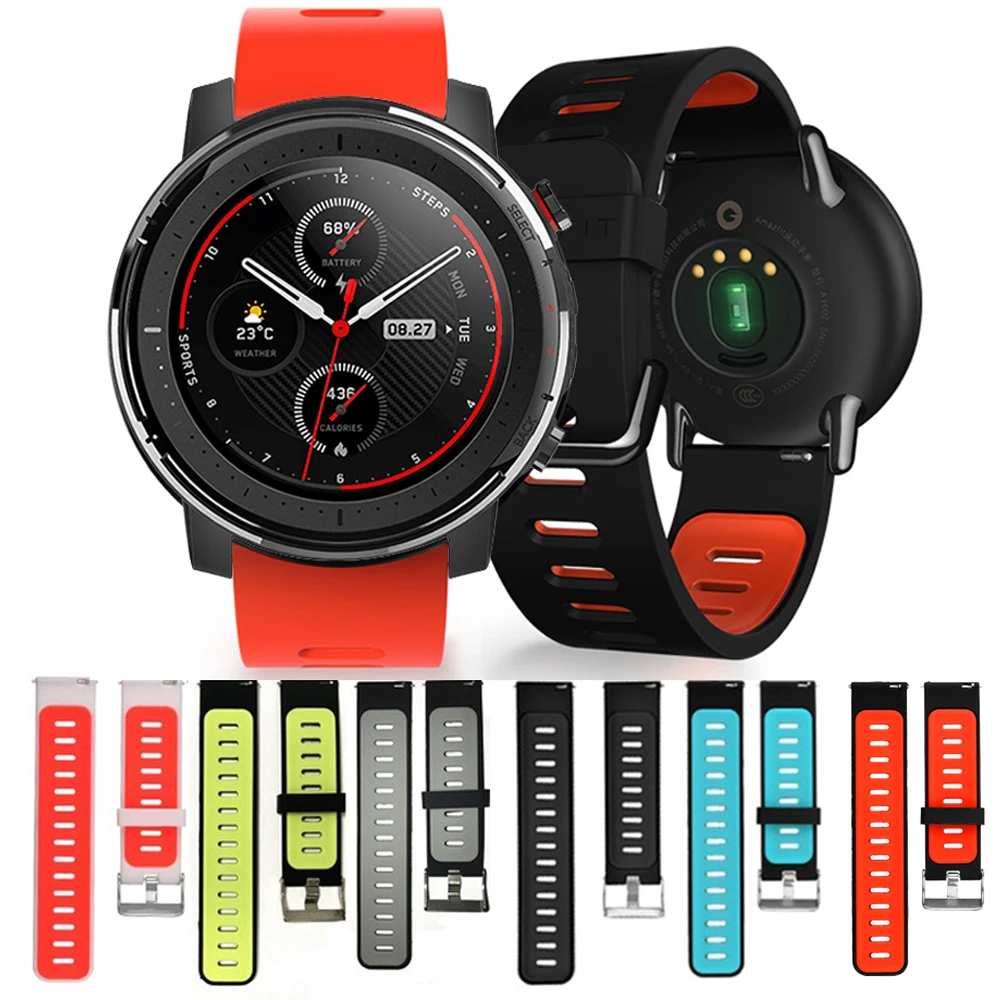 22 мм двухцветный ремешок на запястье для Xiaomi Huami Amazfit Stratos 3 2/2S смарт-часы