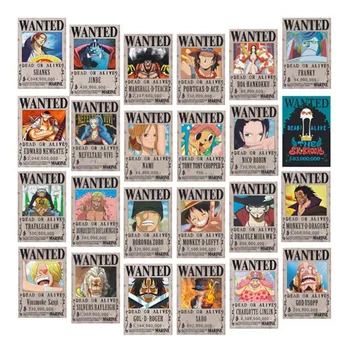 

24pcs/set Anime One Piece Wanted Order Card Luffy Usop Sauron Anime Fan Gift Poker Poster Set