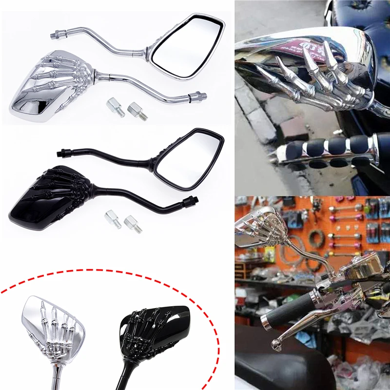 

1 Pair Universal 8mm 10mm Motorcycle Scooter Back Side Mirror Modification Skull Craw Shadow Rear View Mirrors