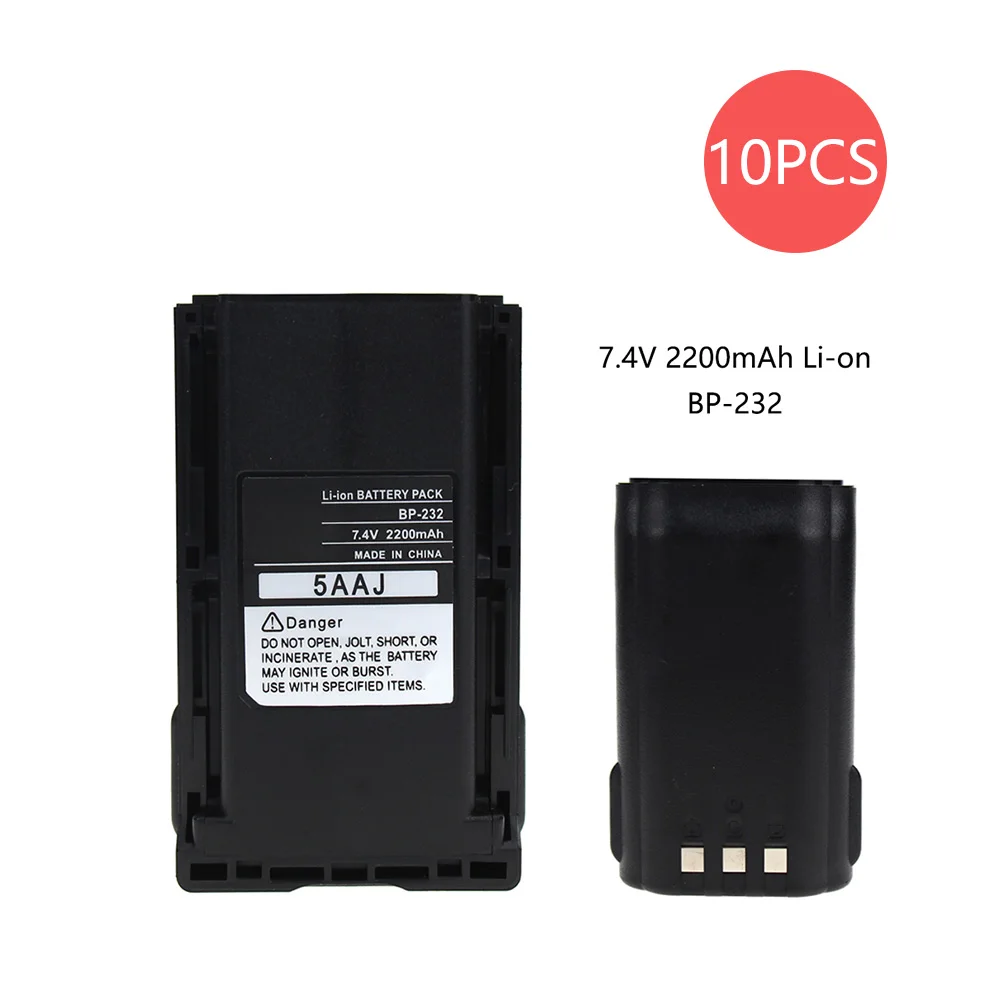 10X ReplacemIcoment Батарея для BP-232 BP-231 BP-230 IC-F14 IC-F3062 IC-F3011 2200 мА/ч, литий-ионный аккумулятор - Цвет: Black