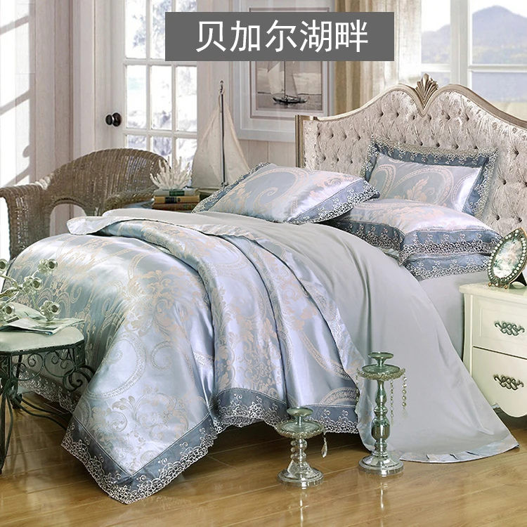 Oshines Luxury Jacquard Decoration Europe Style Set Of Bed Linens Double Bed Cover 220/240 cmElastic Sheet King And Queen Size L