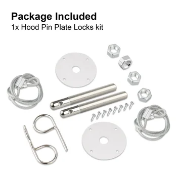 

1*Hood Pin Plate Locks Kit For Car Parts Racing Style Stainless Steel Mount Hood Pin Pins Plate Bonnet Lock Kit Universal