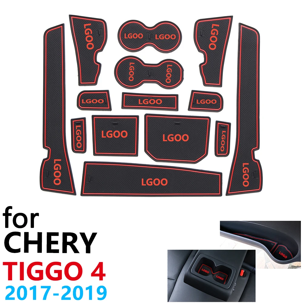 Anti-Slip Rubber Cup Cushion Door Groove Mat for Chery Tiggo 4 Tiggo4 Tiggo 5x 14Pcs Accessories mat for phone