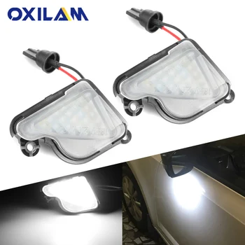 

2Pcs Car LED Under Side Mirror Light Puddle Lamp for Skoda Octavia Mk2 Mk3 5E 2012-2019 1Z Phase 2 Superb 2008-2019 6000K White