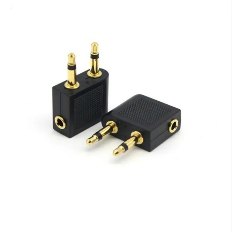 2Pcs Golden Plated 3.5mm Male To Female Jack Socket Audio Adapter Airplane Airline Flight Headphone | Электроника