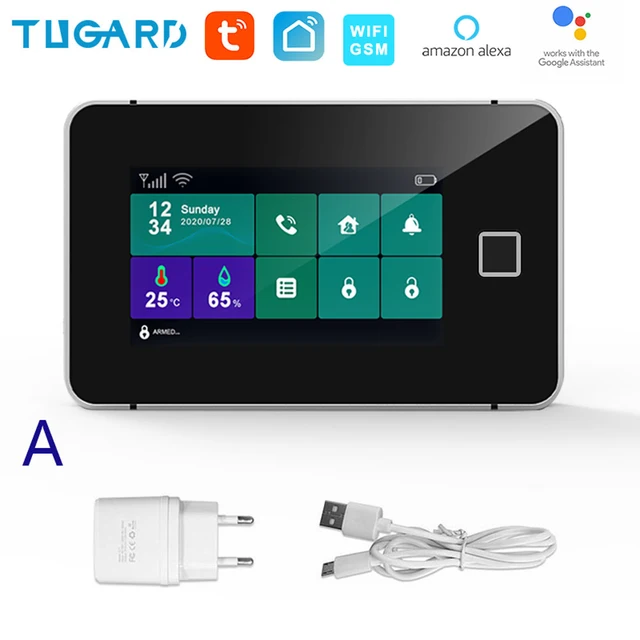 TUGARD G60 Tuya WiFi Gsm Security Alarm System Fingerprint Armed Temperature Humidity Display 433MHz Wireless Smart Home Burglar G60-A set