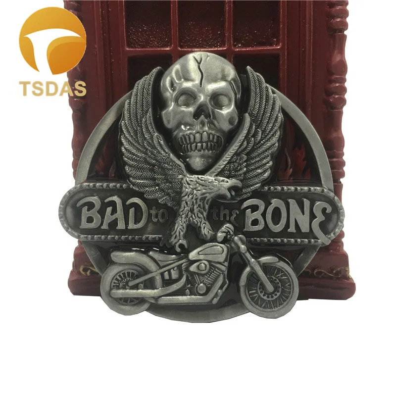 BAD BONE, Череп, Орел, металлическая пряжка для ремня, пастушка, съемный, серебряный, твердый, латунный, подходит для 40 мм, Ширина ремня