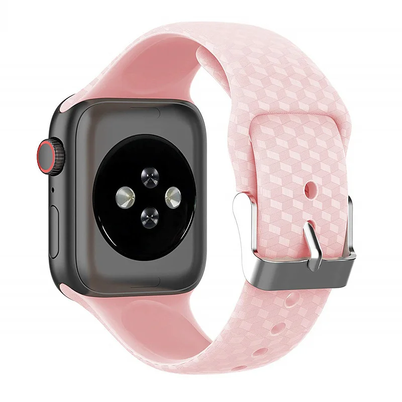 3D Texture Strap for Apple watch band 4 44mm 40mm iwatch band 38mm 42mm Sport Silicone watchband bracelet Apple watch 5 4 3 2 44 - Цвет ремешка: rose