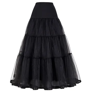 

Women Black Red Retro Skirt For Wedding Fashion Vintage Long Skirts Crinoline Underskirt Ball Gown Empire Voile Tulle Petticoat