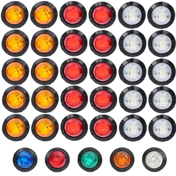 라운드 트레일러 사이드 마커, LED 표시등, 12V/24V, 노란색/흰색/빨간색, 트럭 클리어런스 조명, 트럭 방향 지시등, 10 개