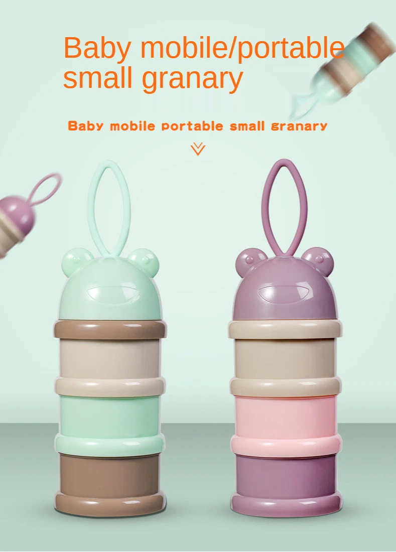 3 Layers Frog Style Portable Baby Food Storage Box Essential Cereal Cartoon Infant Milk Powder Toddle Snacks Container for Food