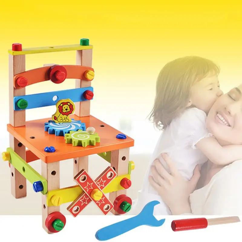 Детская игра-головоломка в собранном виде деревянные блоки мульти-функциональный инструмент разборки игрушка E65D