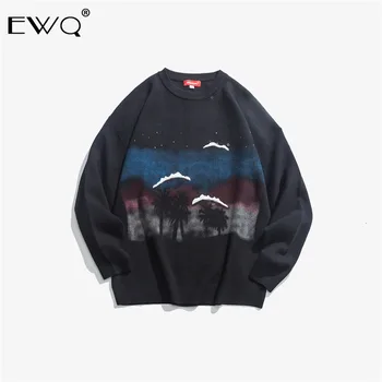 

EWQ / Men's High Quality Clothing 2019 Autumn Winter Sweater Tide Priting Round Neck Pullover Knitting Tops For Male 19H-a239