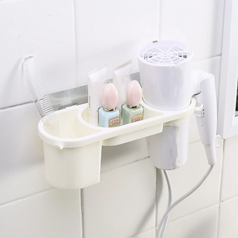 Plastic Magic Stickers Hair Dryer Storage Rack Bathroom Shelves Plywood Multifunction Organizer Bathroom Accessories