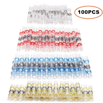 

100PCS Waterproof Solder Seal Sleeve Splice Terminals Heat Shrink Electrical Wire Butt Connectors Kit Assortment 10-26AWG