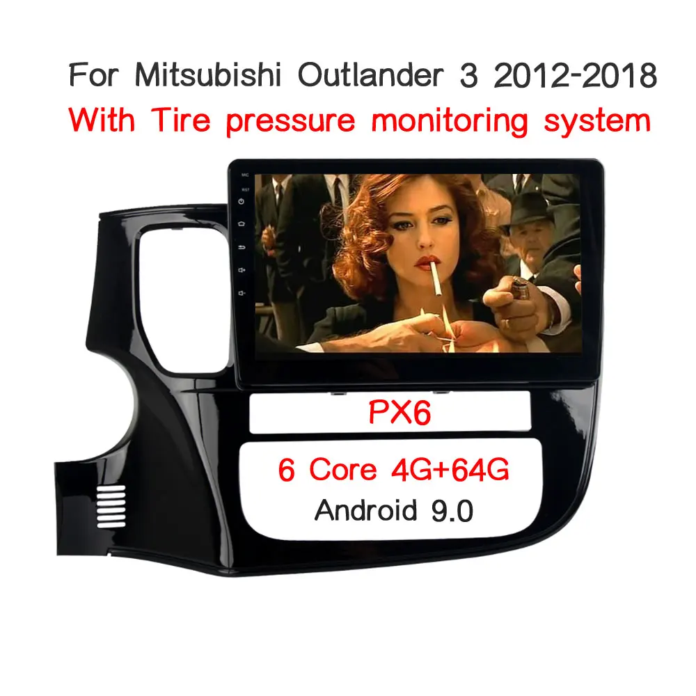 Для Mitsubishi Outlander 3 автомобильный мультимедийный плеер PX6 6 ядерный Android 9,0 навигация авто радио 2 Din Стерео DVD - Цвет: 6Core-4G-64G-Tire