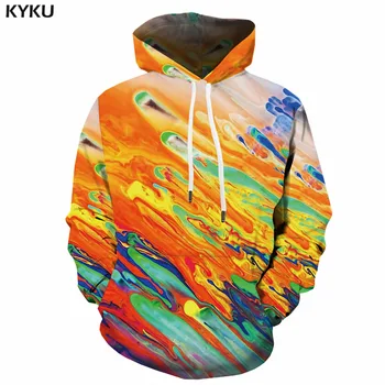

KYKU 3d Hoodies Graffiti Hoodie Men Painting Hooded Casual Colorful Sweatshirt Printed Abstract Hoodie Print Hoody Anime