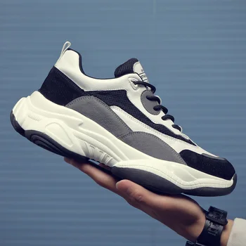 

2020 Fashion Mens Spring Autumn Genuine Leather Leisure White Sneakers Soft Face Breathable Height Increasing Shoes Plus Size