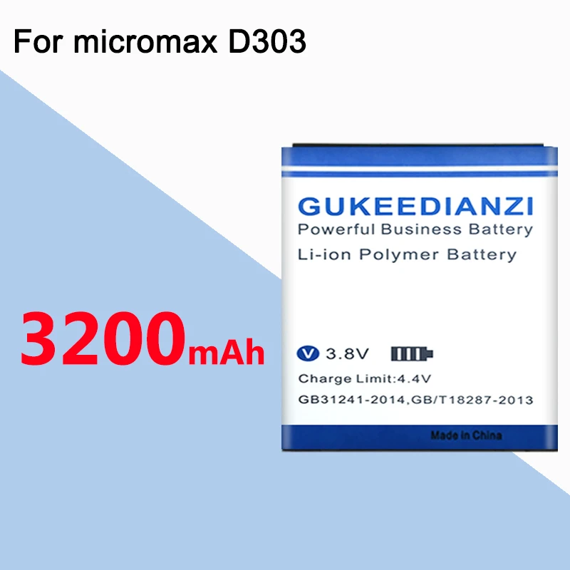 GUKEEDIANZI для D303 MICROMAX аккумулятор мобильного телефона 3200mAh Замена литий-ионного