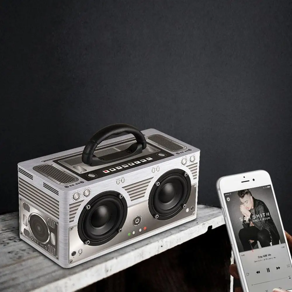 Черный Беспроводной Bluetooth динамик Портативный hifi шок бас динамик аудио деревянный Саундбар сабвуфер caixa де сом - Цвет: Черный