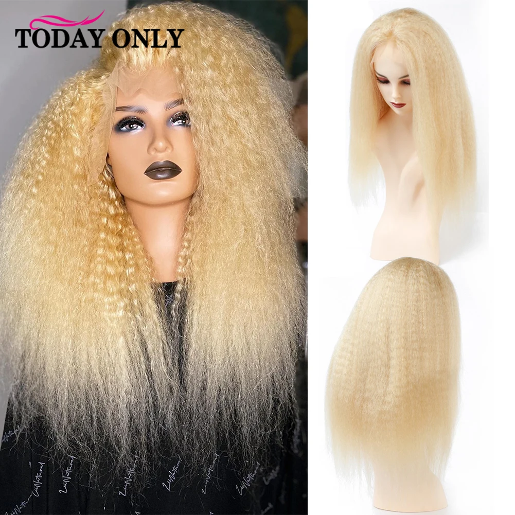 Transparent Hd Lace 613 Blond Kinky Straight Human Hair Wig Brazilia