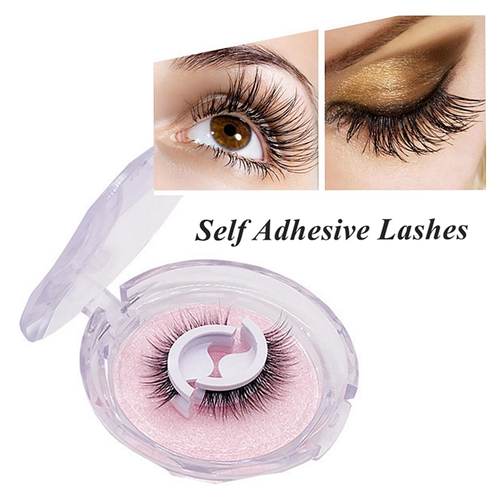 Self Adhesive No Glue False Eyelashes,3d Effect Bonded Band Lashes Set