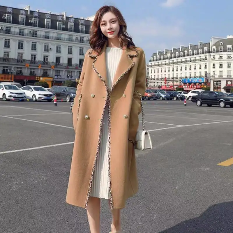 TiLeewon зимнее шерстяное пальто корейский стиль тонкая стеганая куртка с v-образным вырезом X-long пальто для женщин прямое модное пальто