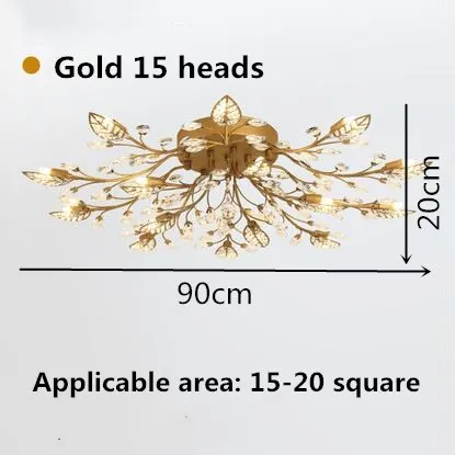 Gold 15 head Товар, модная люстра светодиодный хрустальный светильник, современные лампы для гостиной, светодиодный светильник, люстра - Цвет абажура: Gold 15 head