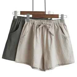 Fakuntn calções de linho mulher básica calças curtas mini calças tráfic moda inferior para meninas adolescentes plus size verão 2021